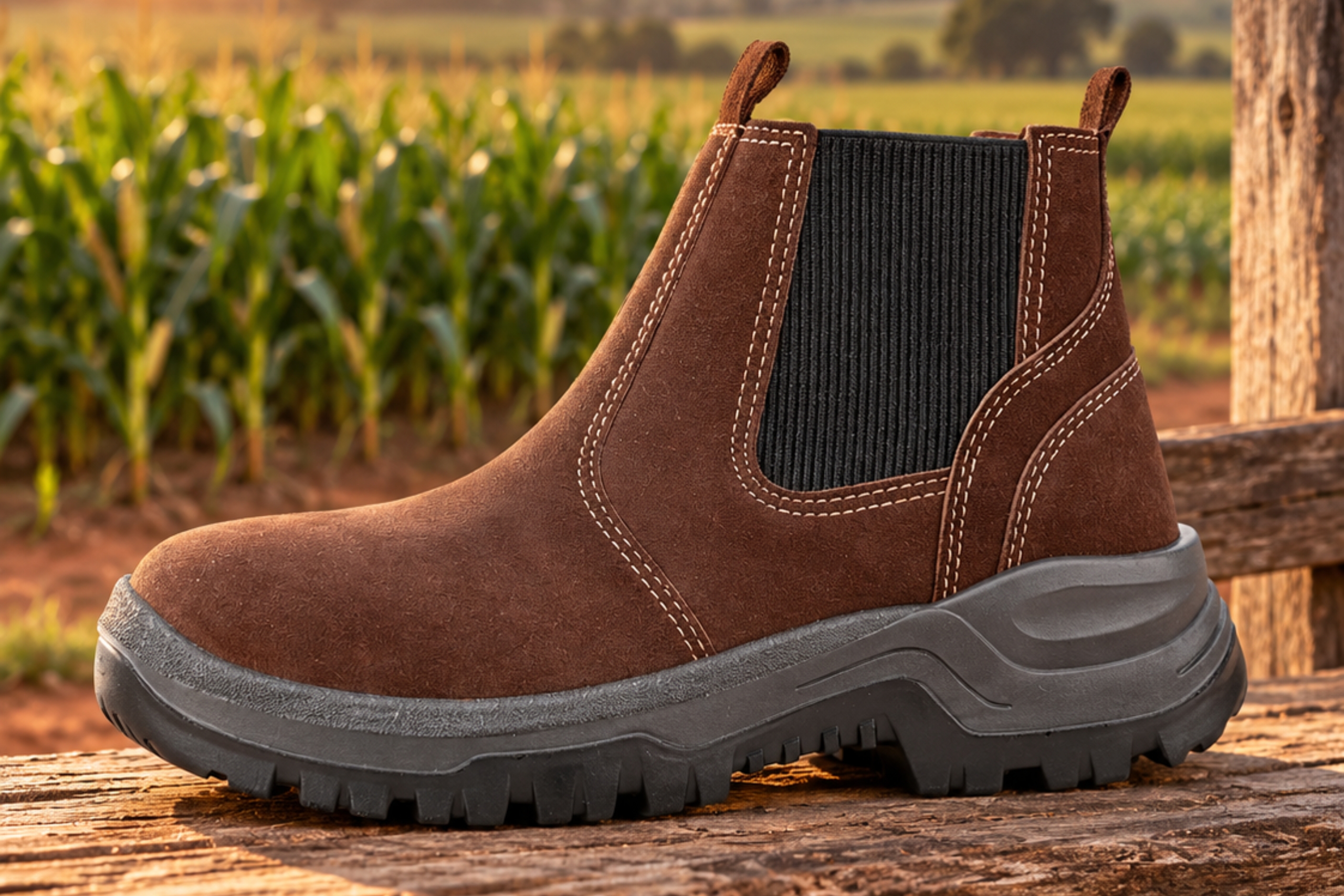 Botina Agro Nobuck: couro premium e proteção certificada